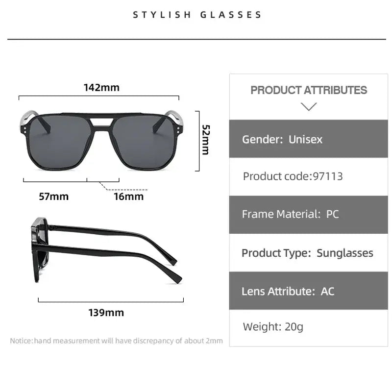 Vintage Square Sunglasses Men's Women's