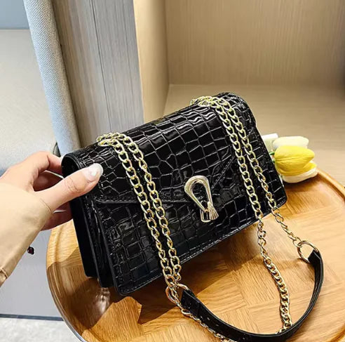 Luxury Chain Detail PU Leather Messenger Bag