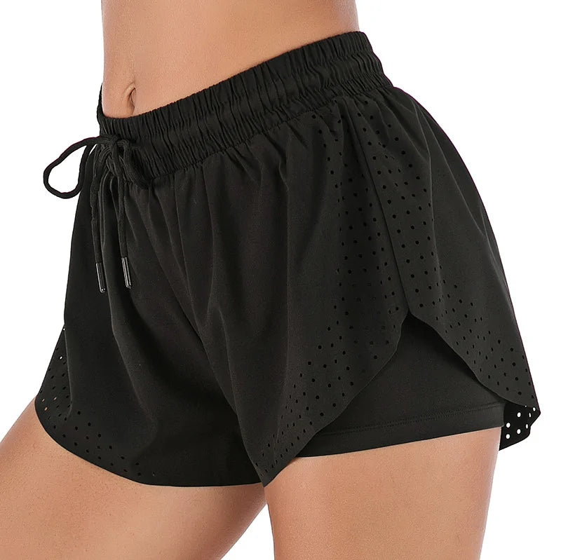 Double-layer Fake Two-Piece Yoga Shorts