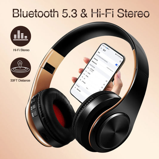 Wireless Headphones Bluetooth Earphone Stereo Headset with Build-in MIC with 3.5mm Jack for Xiaomi Samsung iPhone