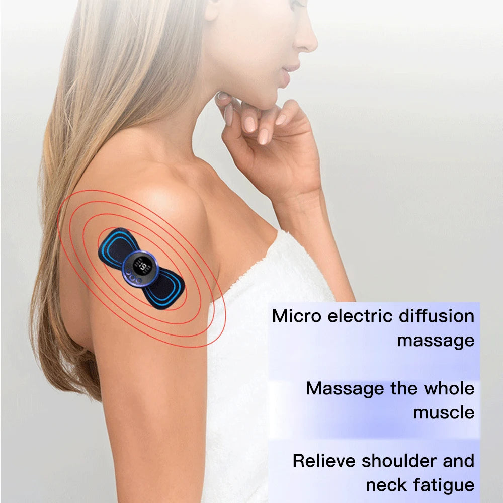 LCD Display EMS Neck Massage Electric Massager Cervical Neck Back Patch 8 Mode Pulse Muscle Stimulator Portable Relief Pain