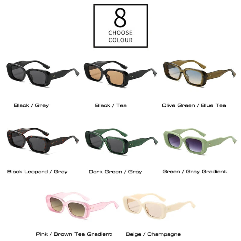 Retro Square Sunglasses Women Fashion Rivets Gradient Shades UV400