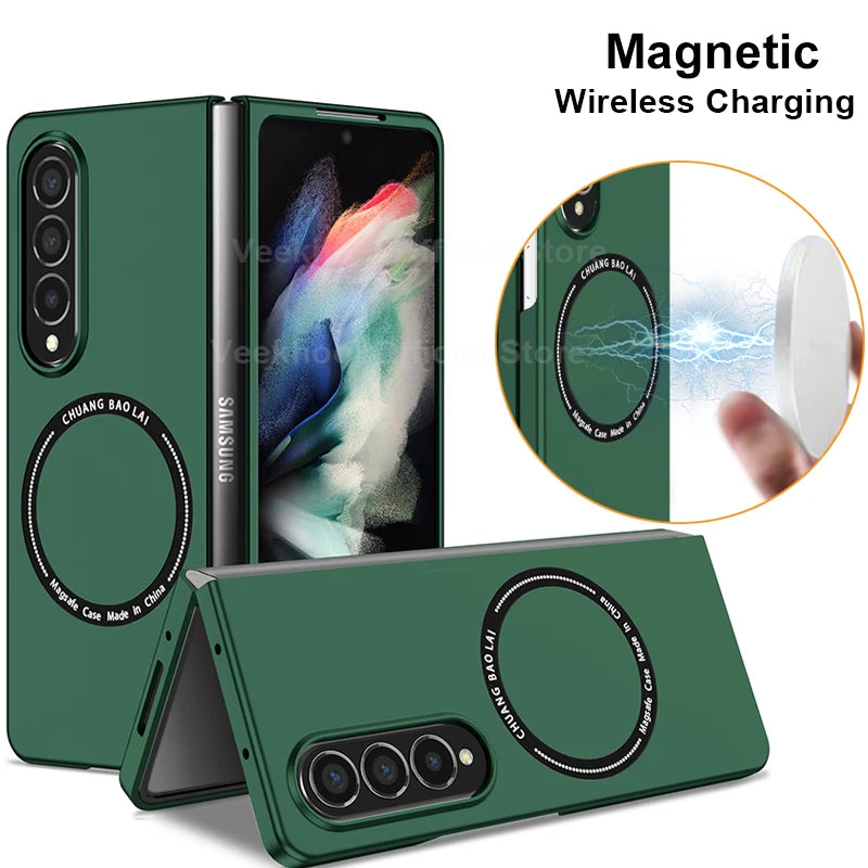 Magnetic Wireless Charging Case for Galaxy Z Fold 3 4 5 – Shockproof Cover