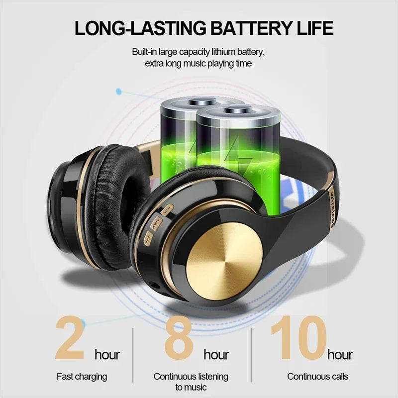 Headphones Bluetooth  Over Ear Head Wireless Earphones With Mic Music Headset Gamer Foldable Auriculare Fone For Huawei iPhone