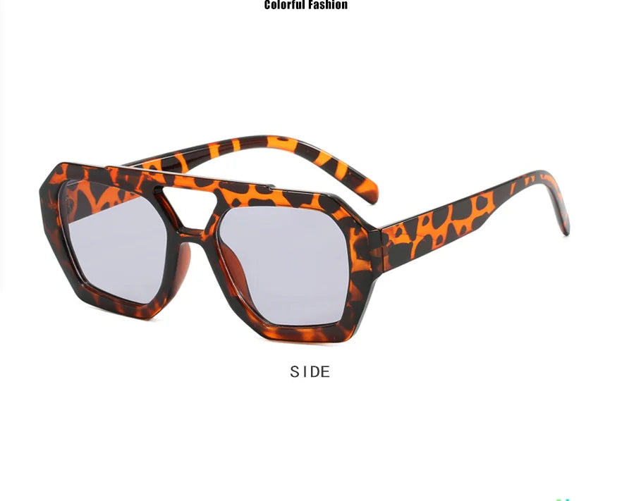 Retro Double Beam Irregular Sunglasses Bold & Unique Eyewear for Women