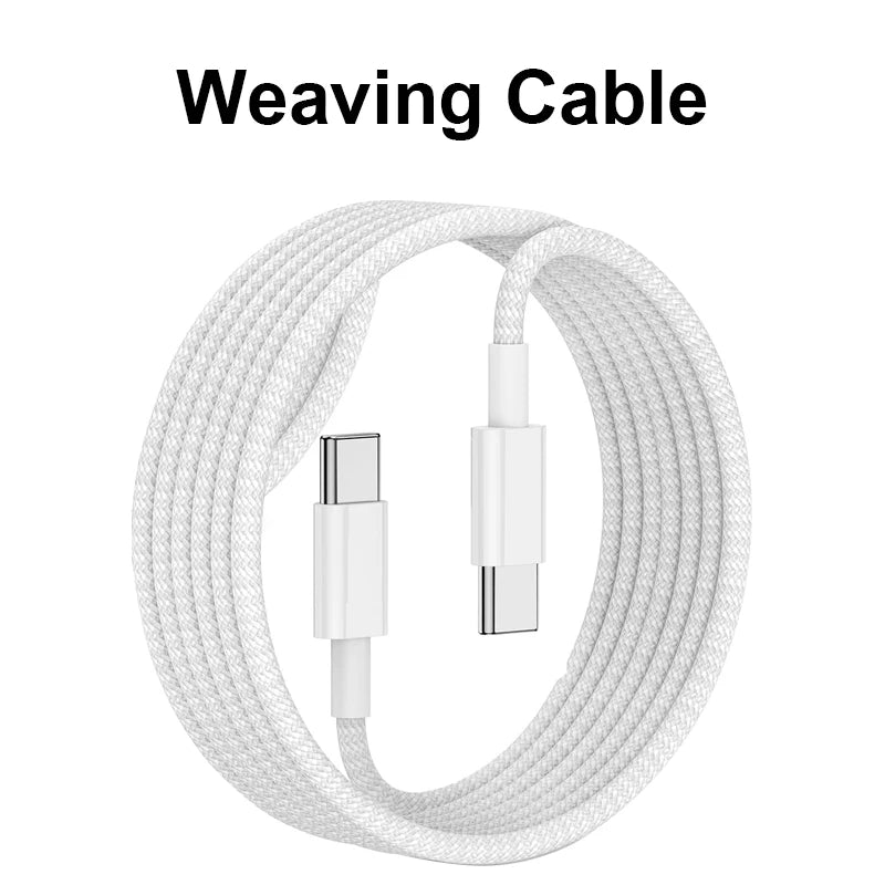 Cable Original 60W PD Type-C to Type C  For iPhone 15 Pro Max 16 Plus Xiaomi Redmi Samsung Quick Charger USB-C Weaving Data Cord