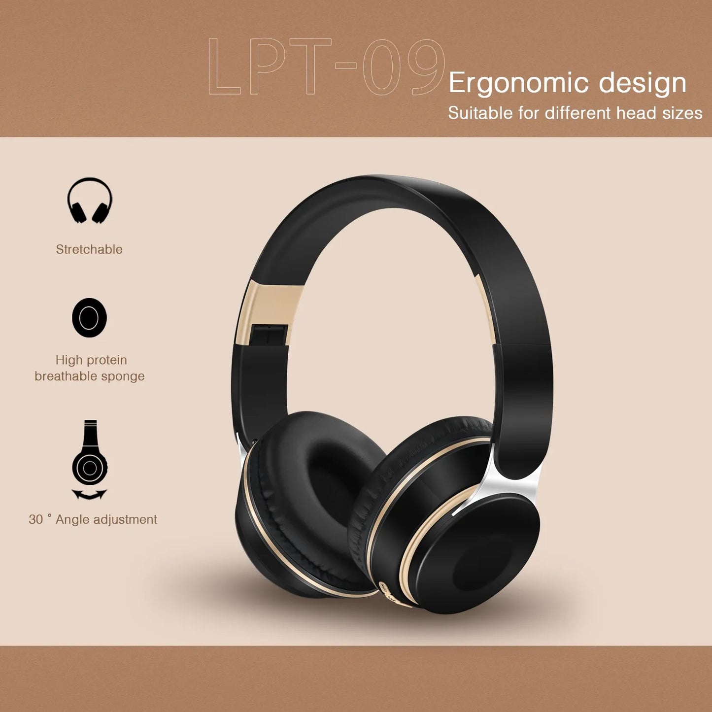 Wireless Headphone Stereo Headband Bluetooth Headset Support SD Card with Mic for Xiaomi Iphone Sumsamg Tablet