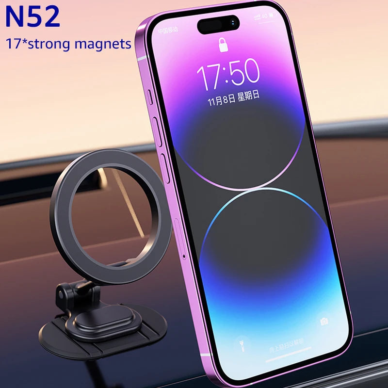 Universal Metal Magnetic Car Phone Holder Strong Magnet Foldable Dashboard Car Phone Mount for MagSafe iPhone 15 14 13 Series