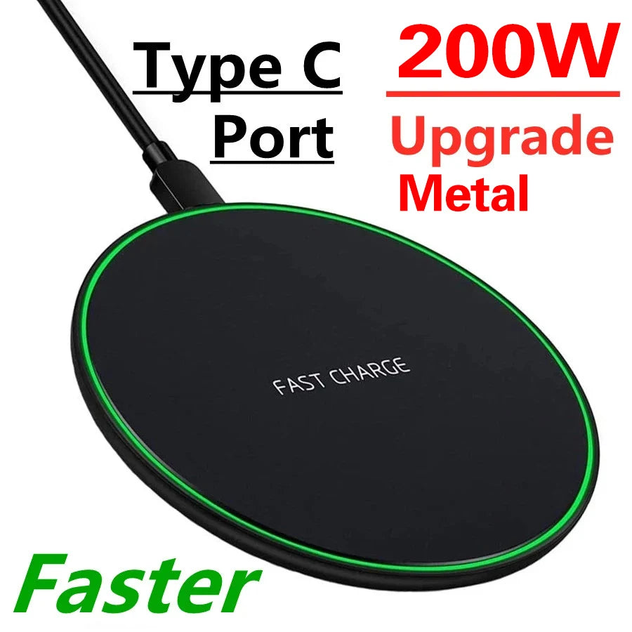 Wireless Charger 200W  For iPhone 16 15 14 13 Pro XS Max Mini X XR Induction Fast Wireless Charging Pad For Samsung Xiaomi Huawei