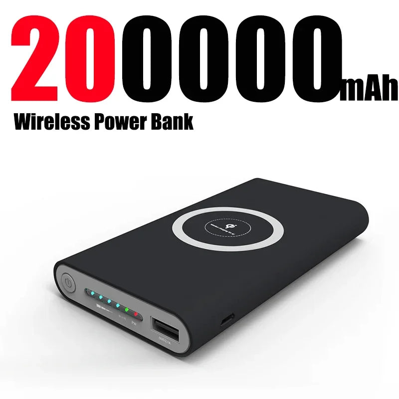 Power Bank Ultra-Large Capacity 200000mAh  Universal Wireless Fast Charging Power Bank Thin And Portable For iPhone Samsung