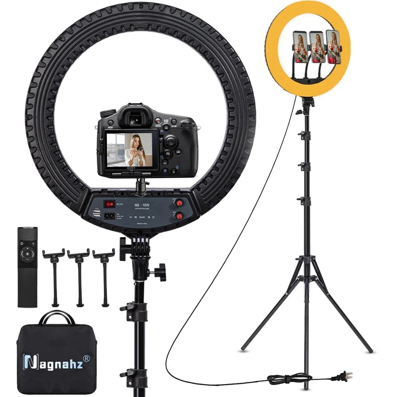 18" LED Ring Light 55W 3000-5800K Dimmable CRI Ring Light Photo Studio Vlog Video Makeup Selfie