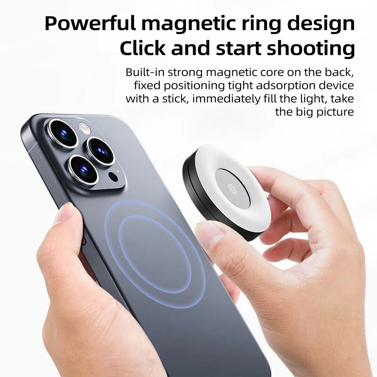 Mini Magnetic Selfie Ring Light Smartphone Magnetic Fill Light Lamp Pocket iPhone 16-12 2500K-9000K