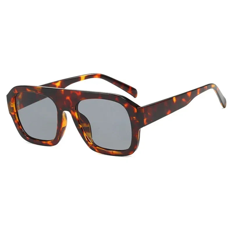 Square Women Sunglasses Shades UV400 Retro Leopard Tea Candy Color Gradient