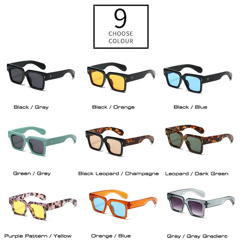 Square Luxury Sunglasses Fashion Rivets Decoration Eyewear Shades UV400 Sun Glasses