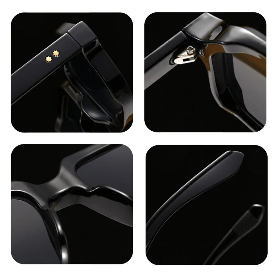 Square Sunglasses For Women Men Luxury Retro Rivet Decorate Modern Driving Outdoor Shades UV400 Sun Glasses