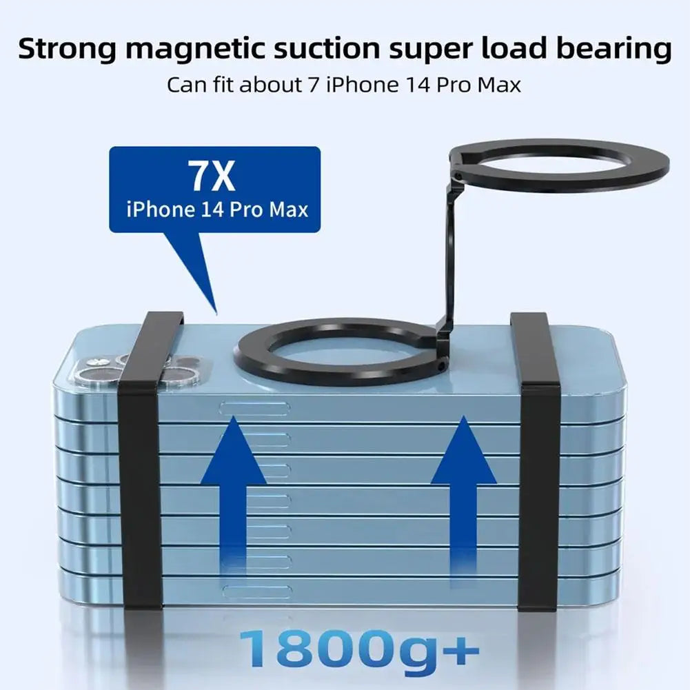 Foldable Double-Sided Magnetic Phone Ring Holder for MagSafe Kickstand Magnet Grip for iPhone & Android Phone Stand