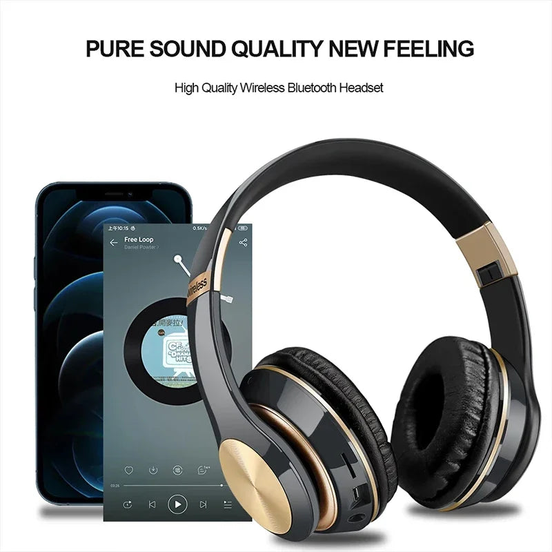 Headphones Bluetooth  Over Ear Head Wireless Earphones With Mic Music Headset Gamer Foldable Auriculare Fone For Huawei iPhone