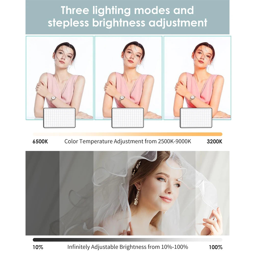 Clip-on Phone Selfie Light 120 LED 3000Mah Rechargeable Video Light Dimmable