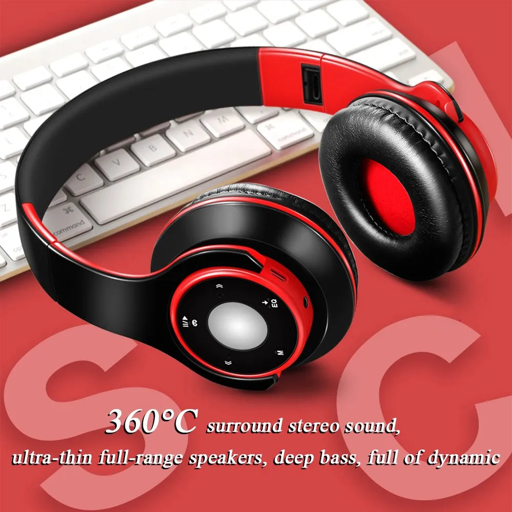 Stereo Audio Mp3 Bluetooth Headset Wireless Headphones Earphone Support SD Card with Mic Play 20 Hours