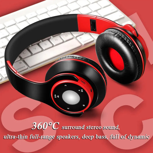 Stereo Audio Mp3 Bluetooth Headset Wireless Headphones Earphone Support SD Card with Mic Play 20 Hours