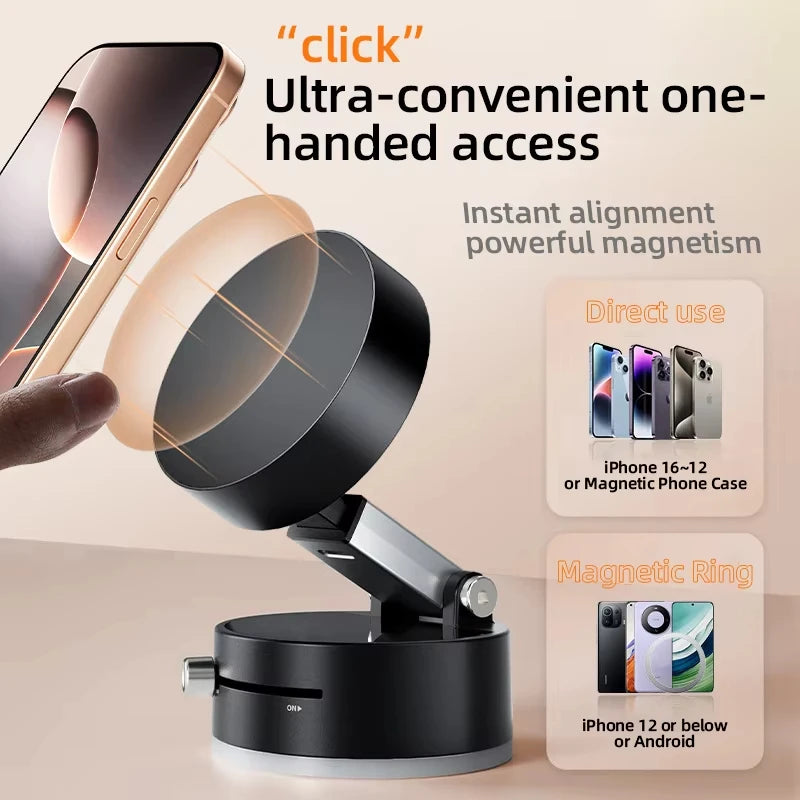 Vacuum Magnetic Suction Cup Folding Swivel Stand 360° Rotation for iPhone/ Android