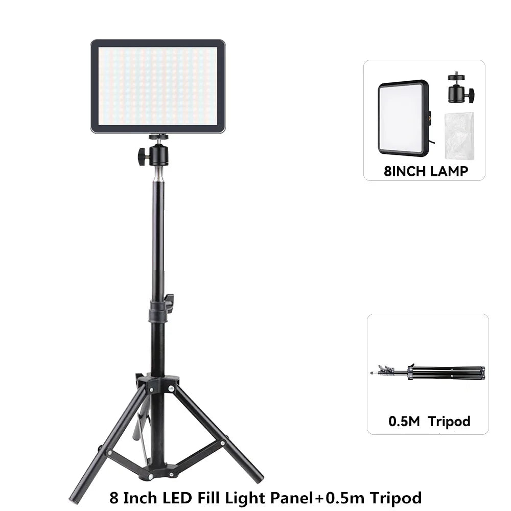 LED Photography Video Light Panel 8/12 Inch Lighting Photo Studio Lamp Kit For Shoot Live Streaming Youbube With Tripod Stand