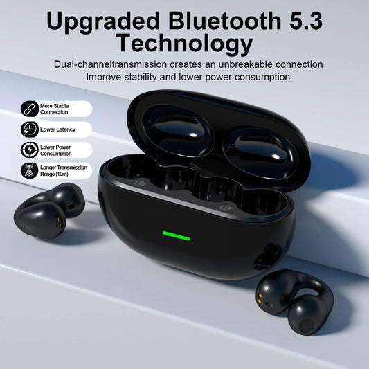 Open Ear Bone Conduction Wireless Earbuds Sport Bluetooth 5.3 Ear Hook Headphones