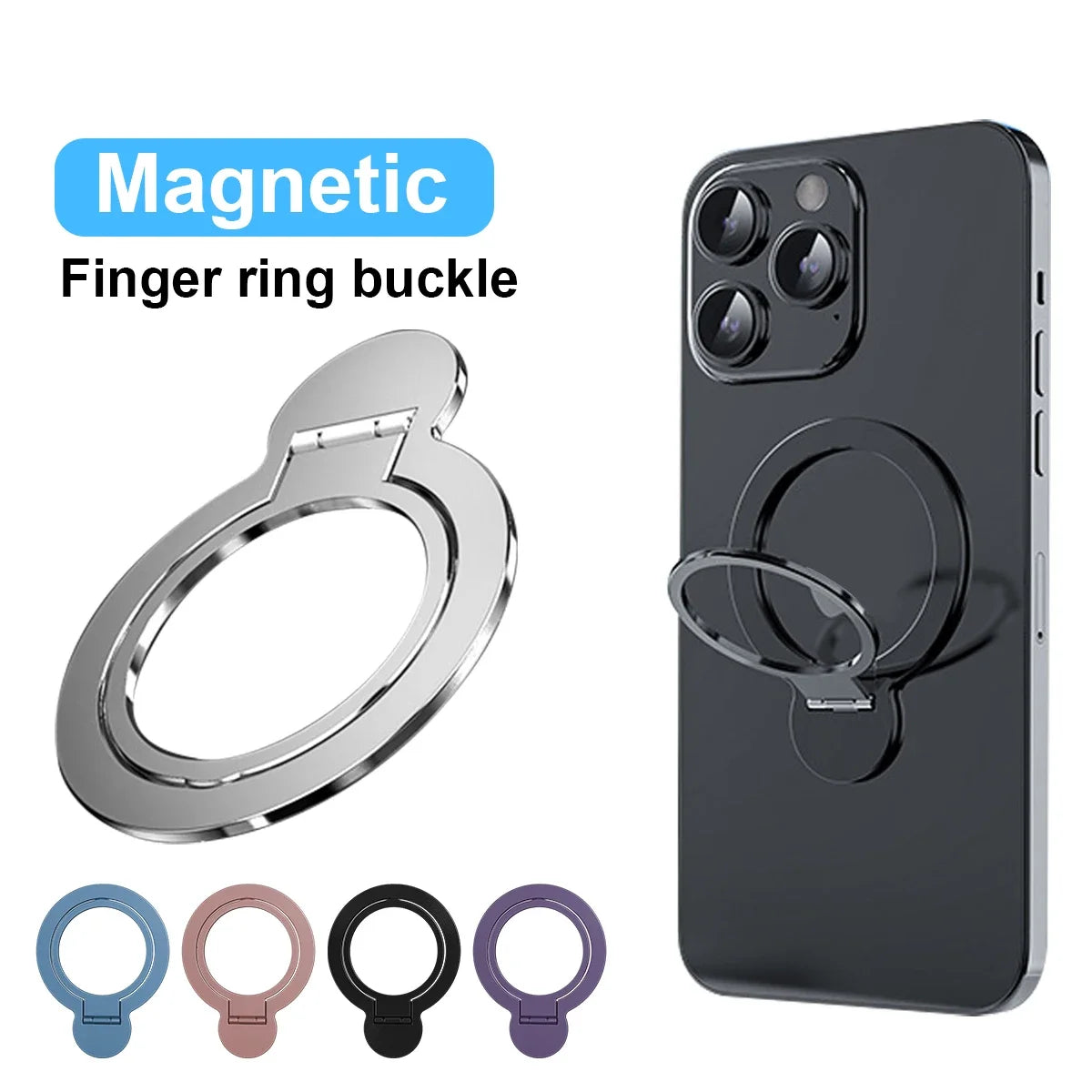 Universal Magnetic Phone Holder Ultra-Thin Metal Ring Kickstand MagSafe