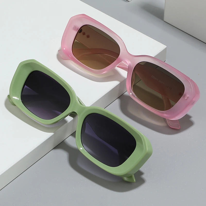 Retro Square Sunglasses Women Fashion Rivets Gradient Shades UV400