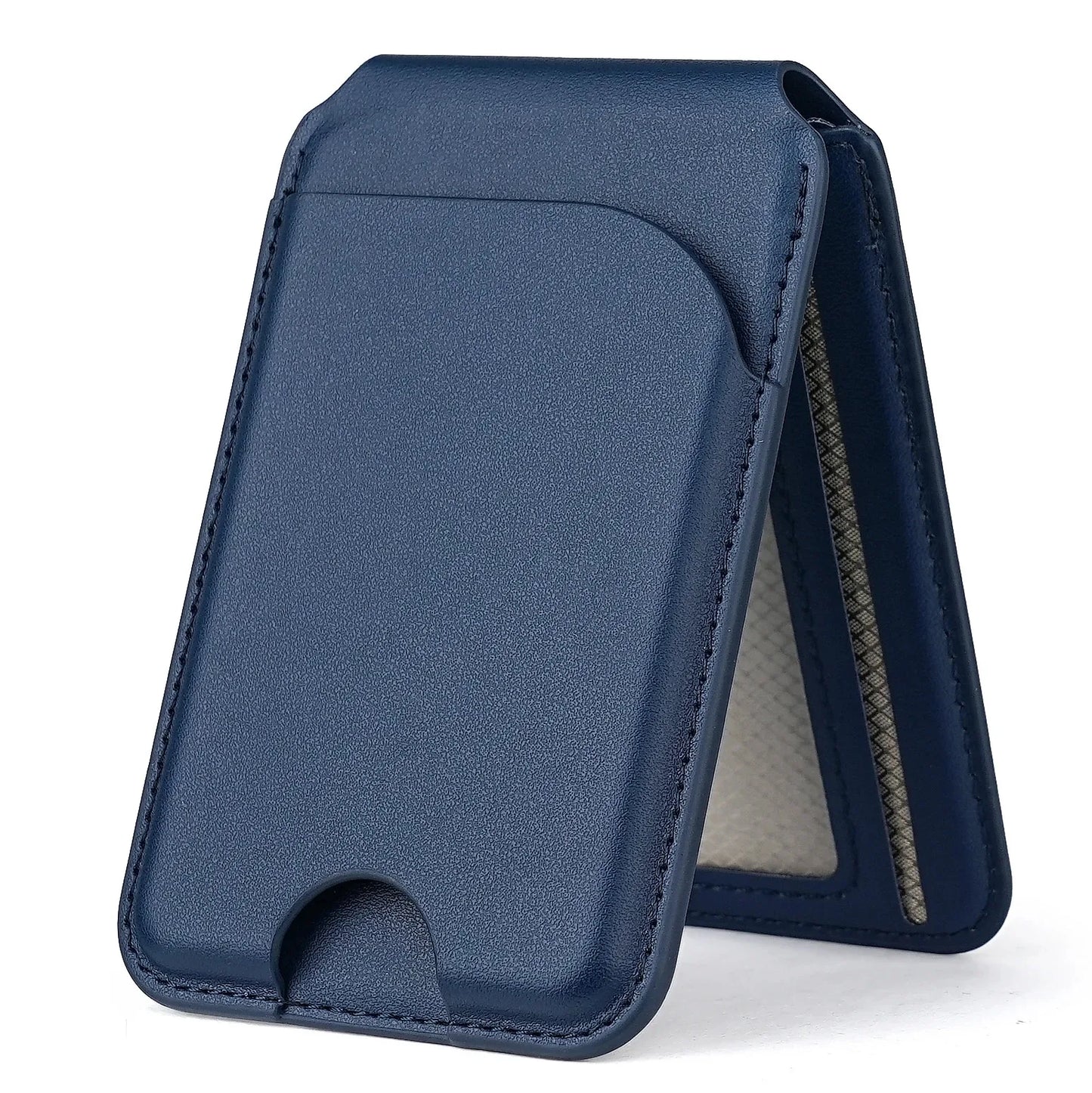 Magsafe Leather Wallet Case 2-in-1 for iPhone 16-14 Pro Max Phone Bank Cards Open ID Window Wallet Case with Adjustable Stand