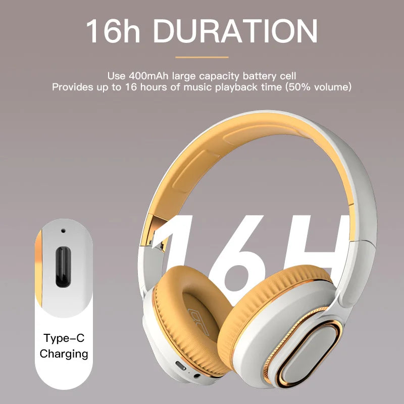 Bluetooth TV Headphones H7 Wireless Noise-Cancelling Foldable Headset with Mic & USB Adapter