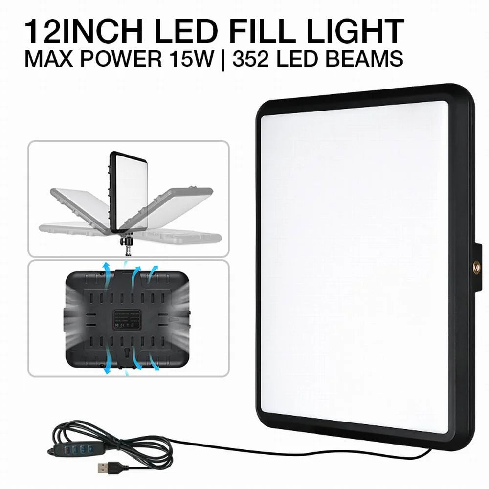 Led Video Light High Power 352 2800K-7000K Panel Light Studio Fill Lamp Photography Lighting Photo w Light Stand for Live Stream