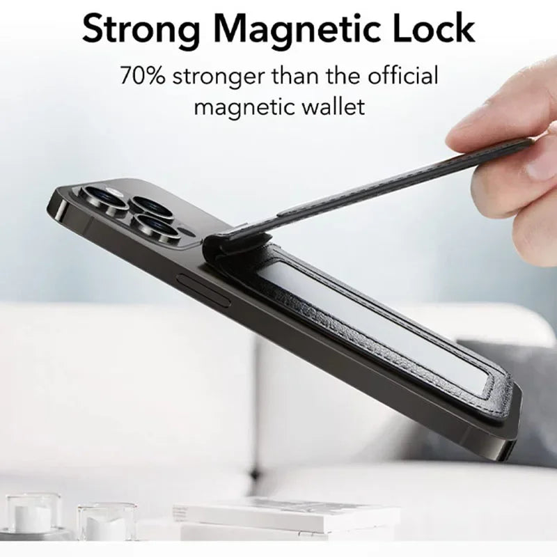 Luxury Leather Cellphone Magsafe Magnetic Card Holder For iPhone 16-11 Pro Max 15Plus Phone Bank ID Card Wallet Case