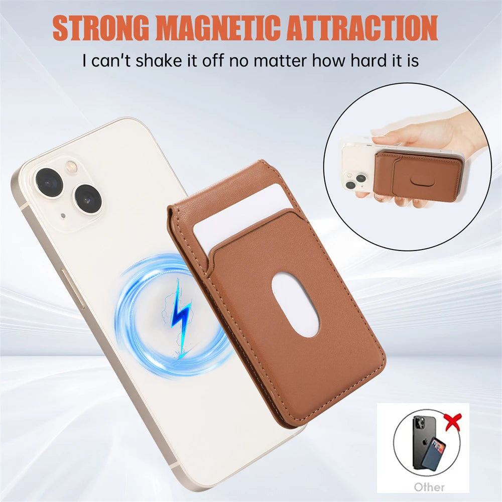 Magnetic Leather Card Holder Wallet for iPhone 16-12 Pro Max Apple Magsafe Phone Bag Cover with MagSafe Magnet