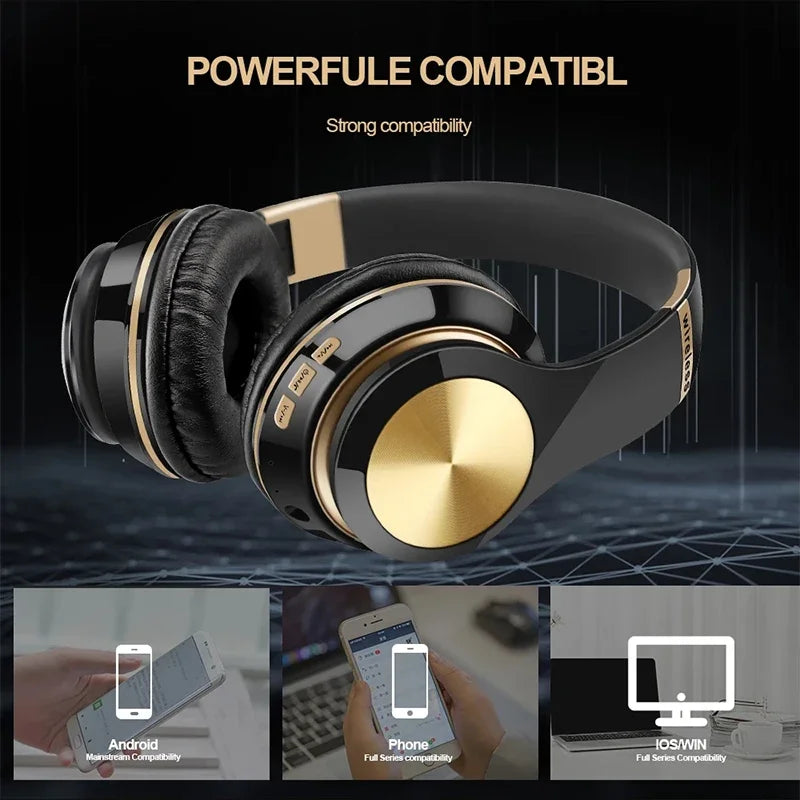 Headphones Bluetooth  Over Ear Head Wireless Earphones With Mic Music Headset Gamer Foldable Auriculare Fone For Huawei iPhone