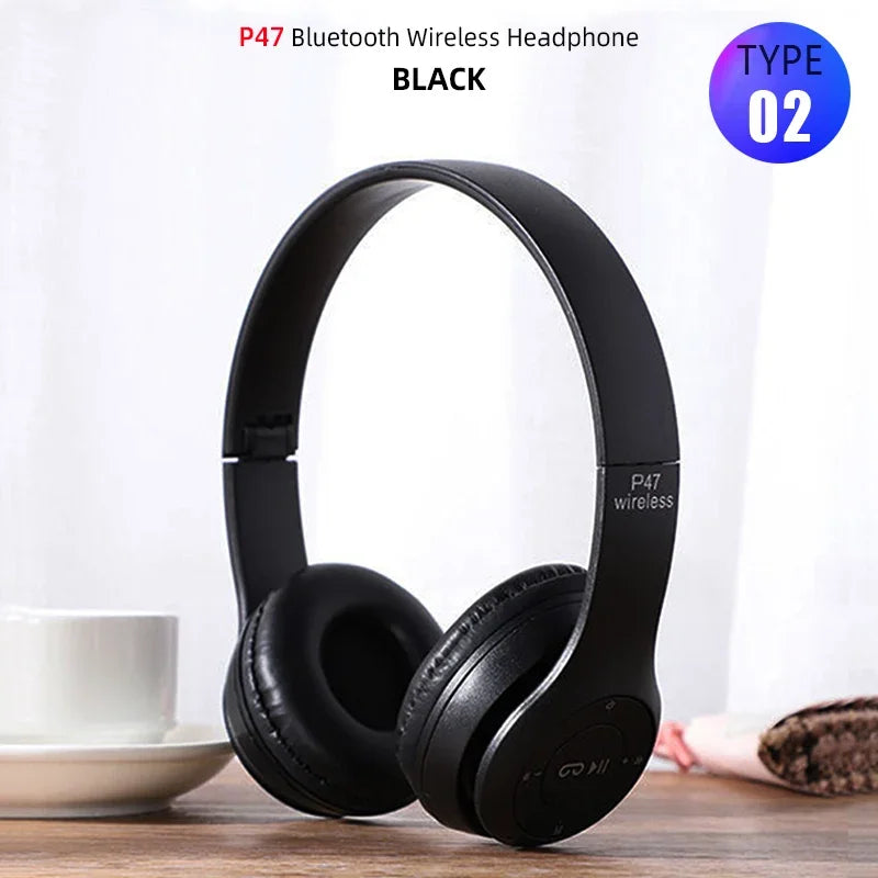 Headphones Bluetooth  Over Ear Head Wireless Earphones With Mic Music Headset Gamer Foldable Auriculare Fone For Huawei iPhone