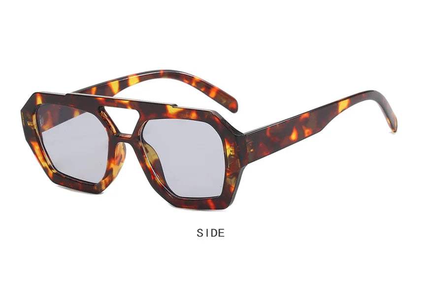 Retro Double Beam Irregular Sunglasses Bold & Unique Eyewear for Women