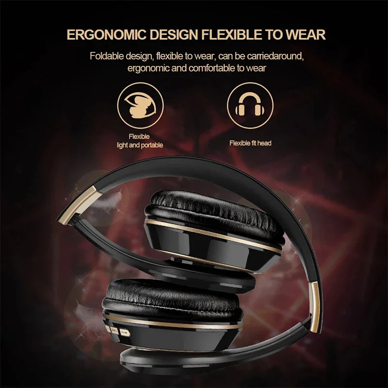 Headphones Bluetooth  Over Ear Head Wireless Earphones With Mic Music Headset Gamer Foldable Auriculare Fone For Huawei iPhone