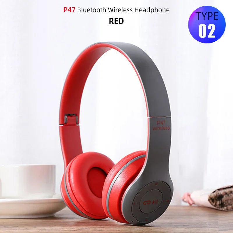 Headphones Bluetooth  Over Ear Head Wireless Earphones With Mic Music Headset Gamer Foldable Auriculare Fone For Huawei iPhone