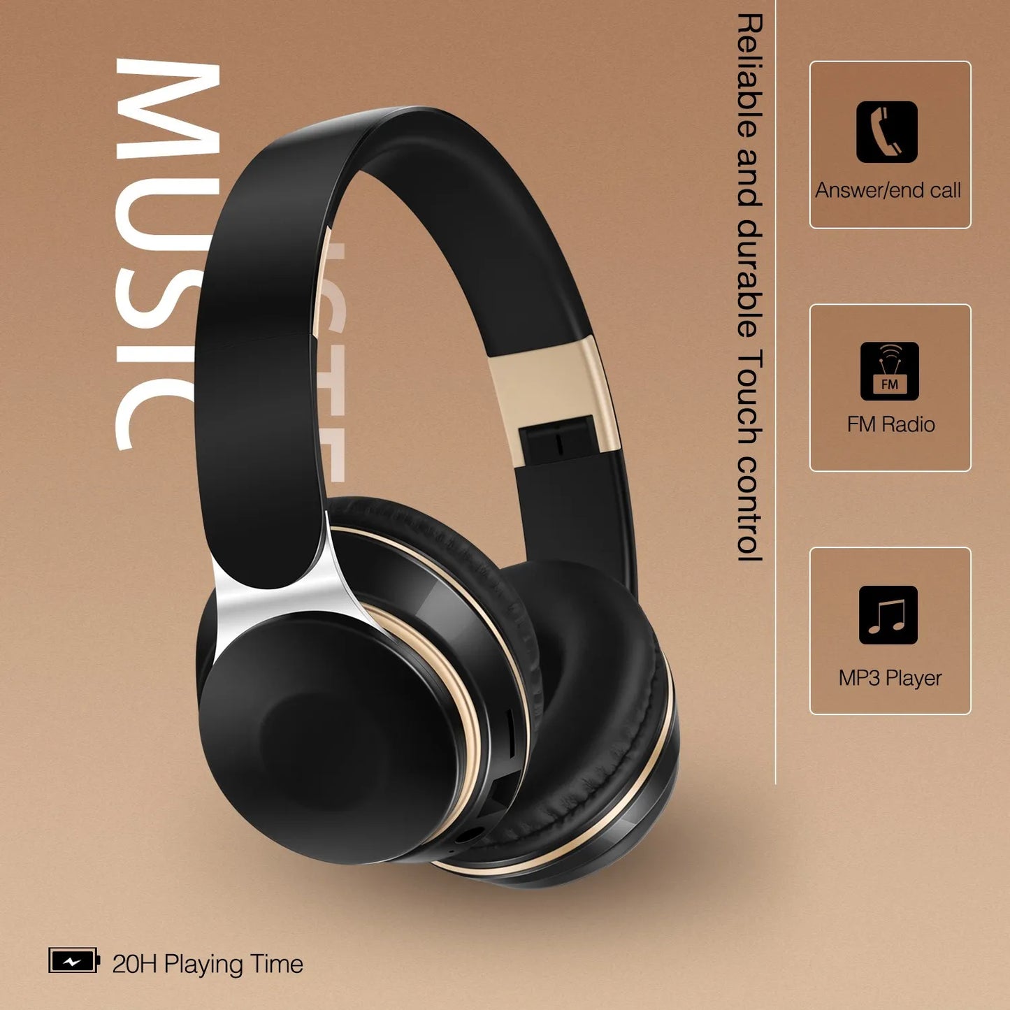 Wireless Headphone Stereo Headband Bluetooth Headset Support SD Card with Mic for Xiaomi Iphone Sumsamg Tablet