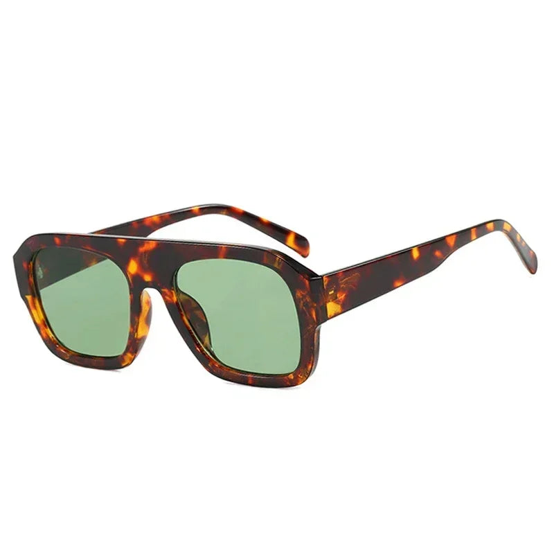 Square Women Sunglasses Shades UV400 Retro Leopard Tea Candy Color Gradient