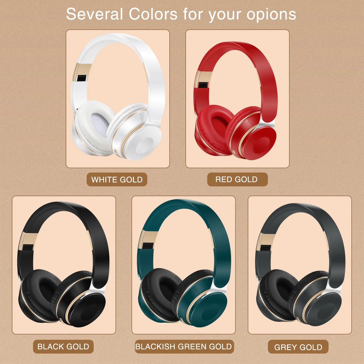 Wireless Headphone Stereo Headband Bluetooth Headset Support SD Card with Mic for Xiaomi Iphone Sumsamg Tablet