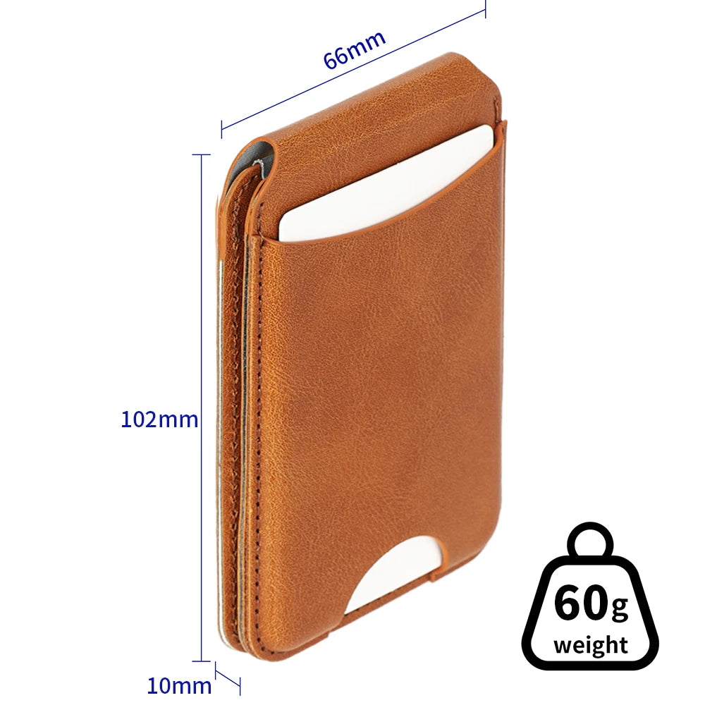 Luxury Leather Cellphone Magsafe Magnetic Card Holder For iPhone 16-11 Pro Max 15Plus Phone Bank ID Card Wallet Case