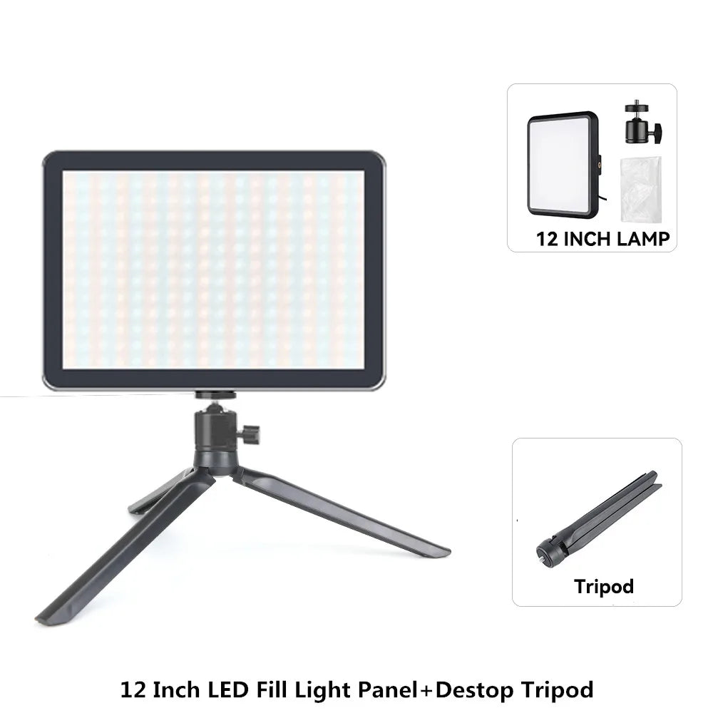 LED Photography Video Light Panel 8/12 Inch Lighting Photo Studio Lamp Kit For Shoot Live Streaming Youbube With Tripod Stand