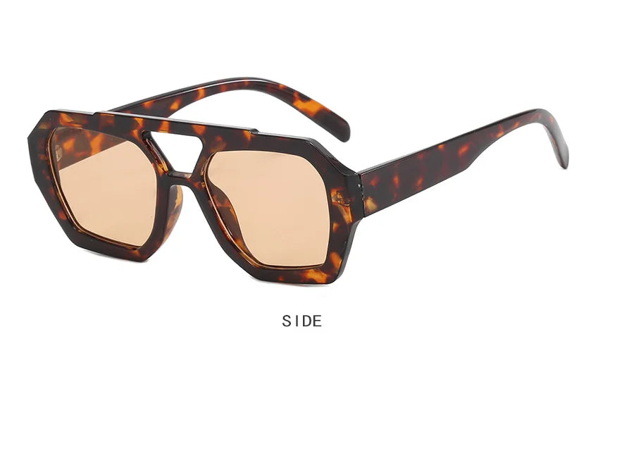 Retro Double Beam Irregular Sunglasses Bold & Unique Eyewear for Women