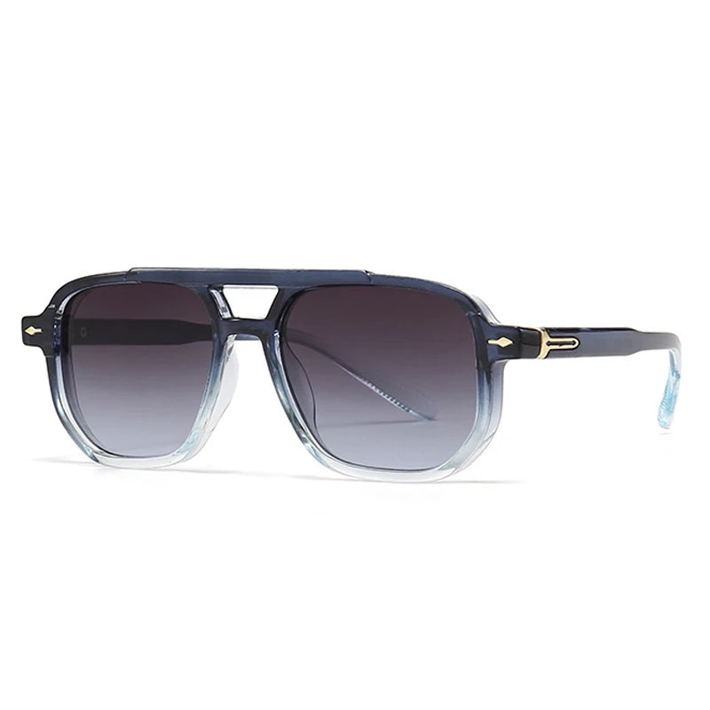 Sunglasses Double Bridges Square Shades UV400 Fashion Trending Rivets Gradient Sun Glasses