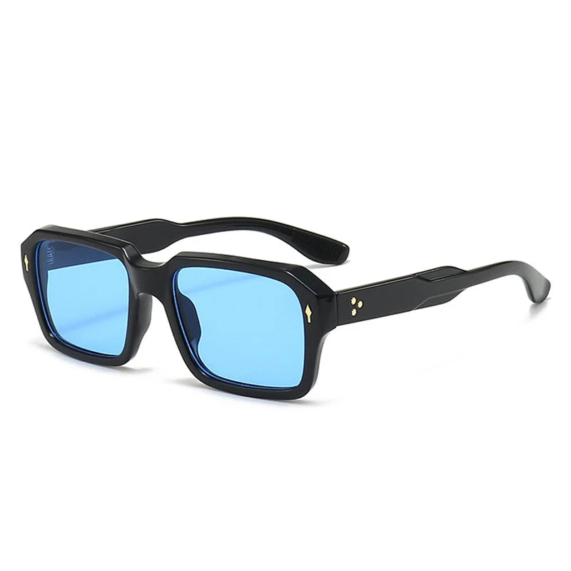 Sunglasses Square Punk Rivets Clear Ocean Gradient Lens Shades UV400 Men Women Sun Glasses