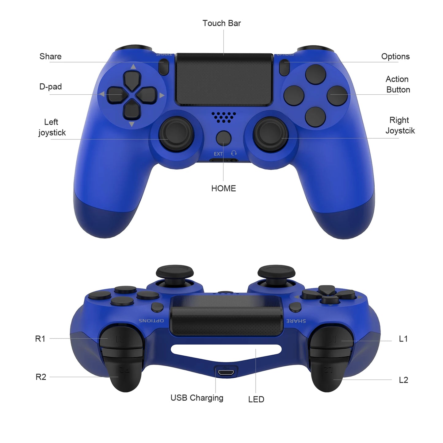 Touchpad Wireless Controller Bluetooth Dual Vibration No Delay Gamepad