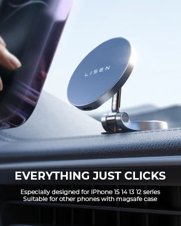 LISEN Magsafe Car Mount Charger 15W Wireless Fast Charging Ultra Magnetic Car Phone Holder