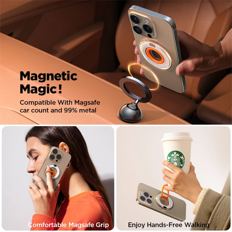 Magnetic Phone Ring Holder Silicone for Magsafe Phone Grip Finger Ring Holder Stand for iPhone 16-12 Pro